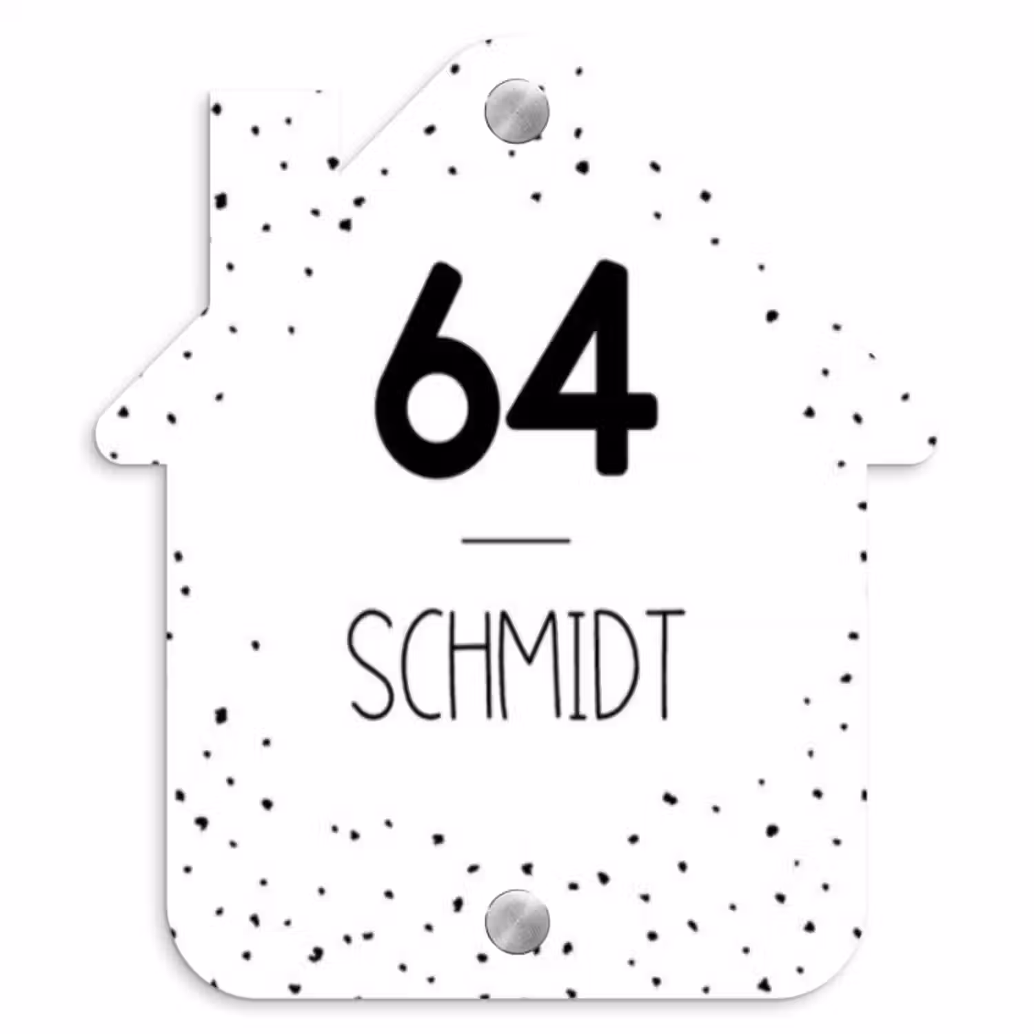 Namensschild Haustür Häuschen - Weiß mit Polka Dots - Modern
