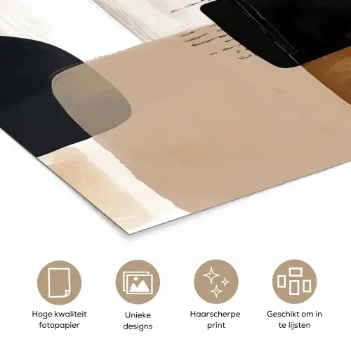 Vlakken - Abstract - Zwart - Strepen poster papier klein -closeup_NL