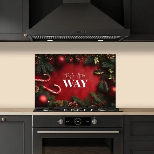 Kerst - Quote - Rood - Kerstballen keuken achterwand spatscherm klein -sfeer1