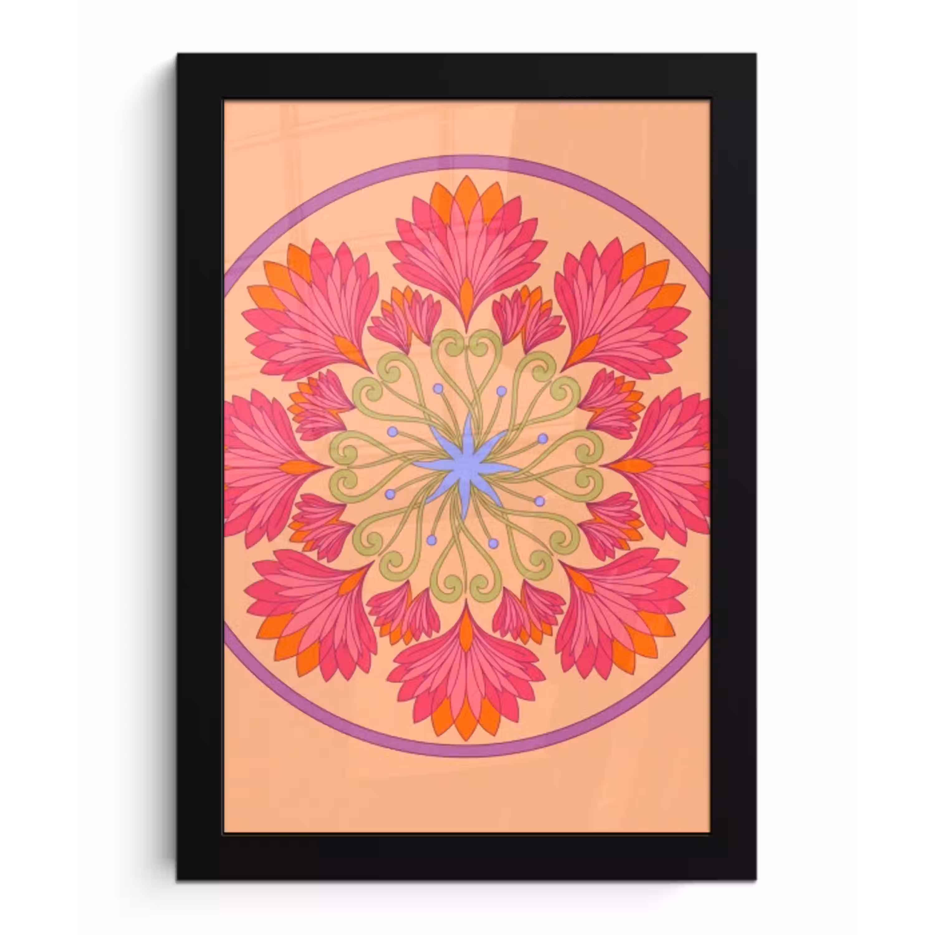 Bloemen - Patroon - Abstract - Roze - Decoratief fotolijst zwart zonder passe partout klein -3d