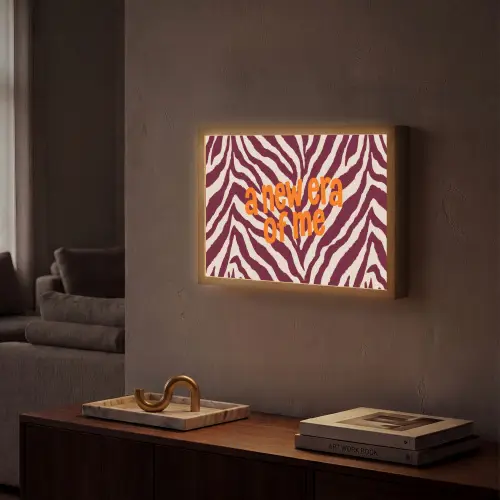 New era - Bordeaux - Zebraprint Light Box met batterij (Wandlamp) middel -sfeer1