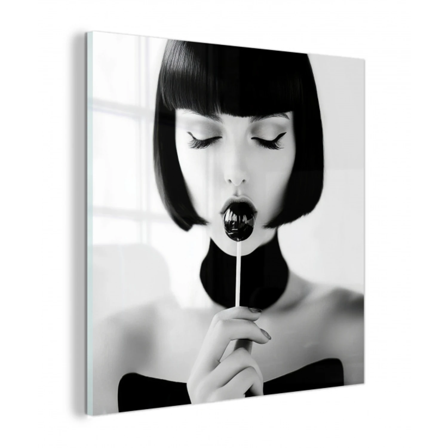 Vrouw - Lolly - Zwart - Wit plexiglas 5mm klein -z3d