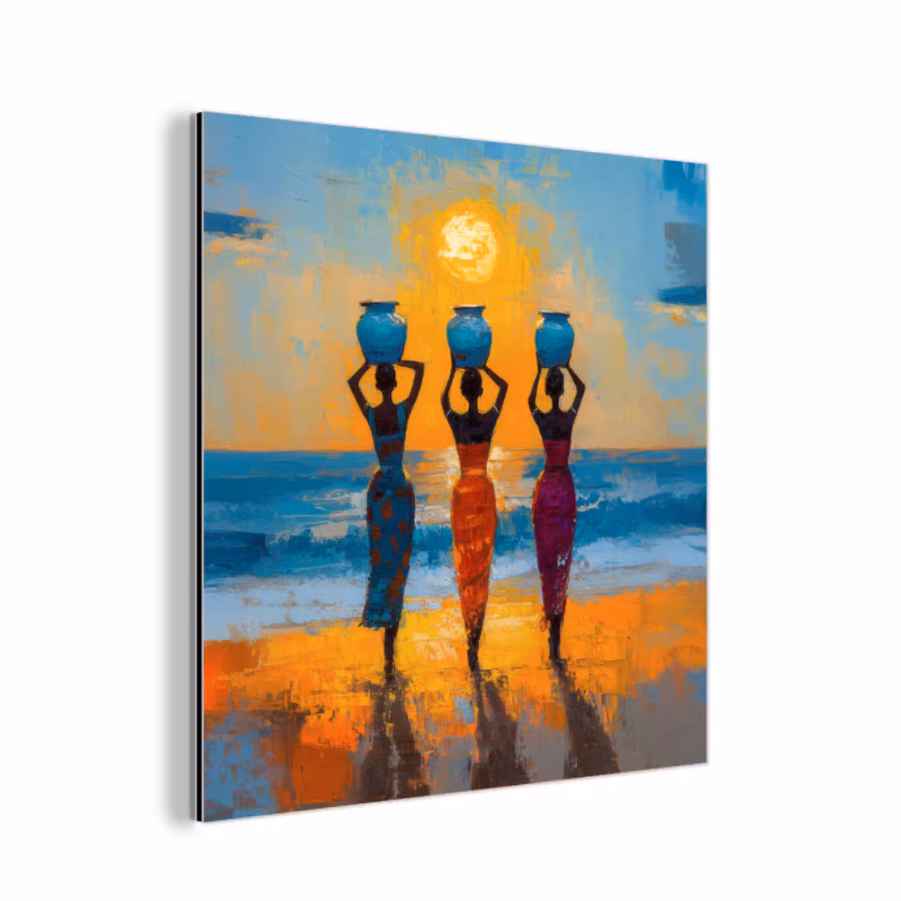 Vrouwen - Strand - Zondsondergang aluminium wit klein -3d