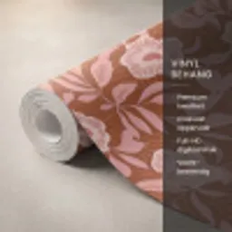 Patroon - Bladeren - Terracotta Behang Vinyl klein 1060 -USP_closeupNL