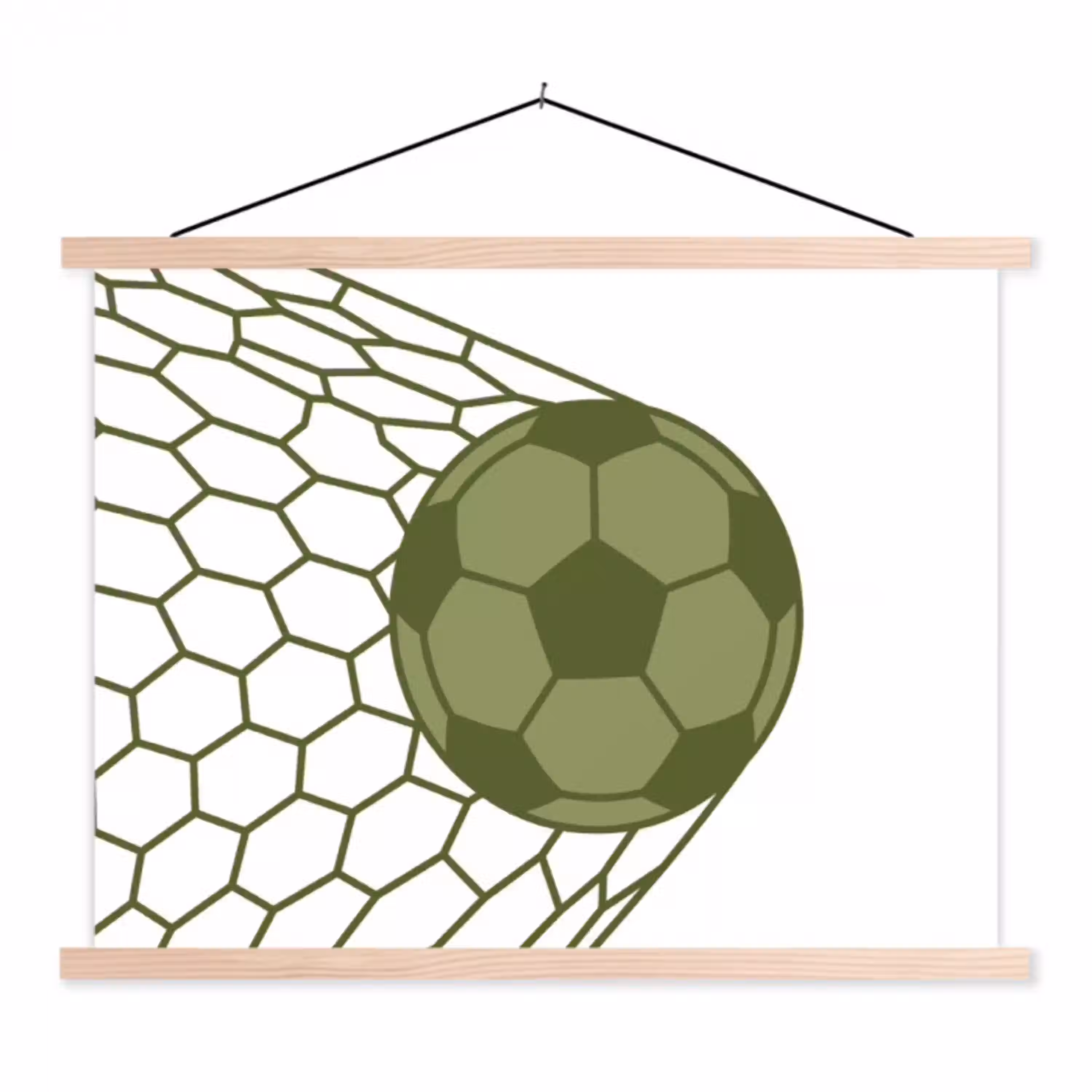 Voetbal - Goal - Sport - Groen textielposter latten blank klein -3d