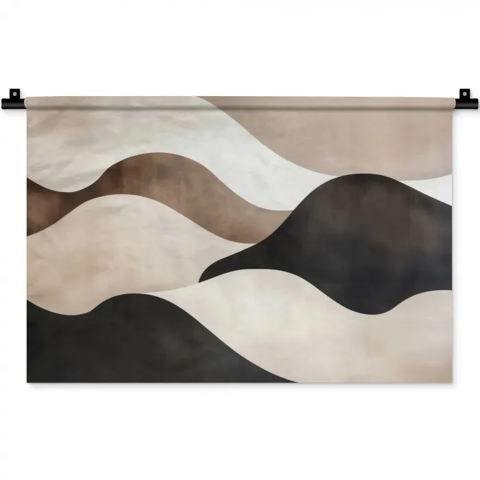 Golven - Abstract - Beige Wandkleed katoen klein -zz3d