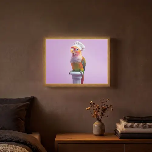 Papegaai - Koksmuts - Pilaar - Vogel Light Box met batterij (Wandlamp) middel -sfeer4