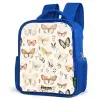 Vlinders in beige en oranjetinten tussen groene blaadjes Kinderrugzak - Blauw middel -schuin