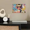 Zonnebril - Vrouw - Kleurrijk - Verfspetters poster papier klein -sfeer1