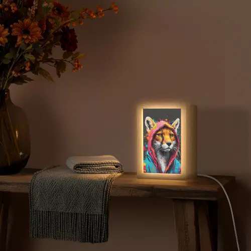 Graffiti - Vos - Jas - Pop art - Dieren Light Box met kabel (Tafellamp) klein -sfeer4