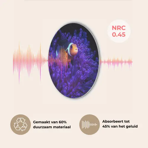 Koraal - Vis - Oranje - Zee Akoestische PET Vilt - Rond klein -USP_NL
