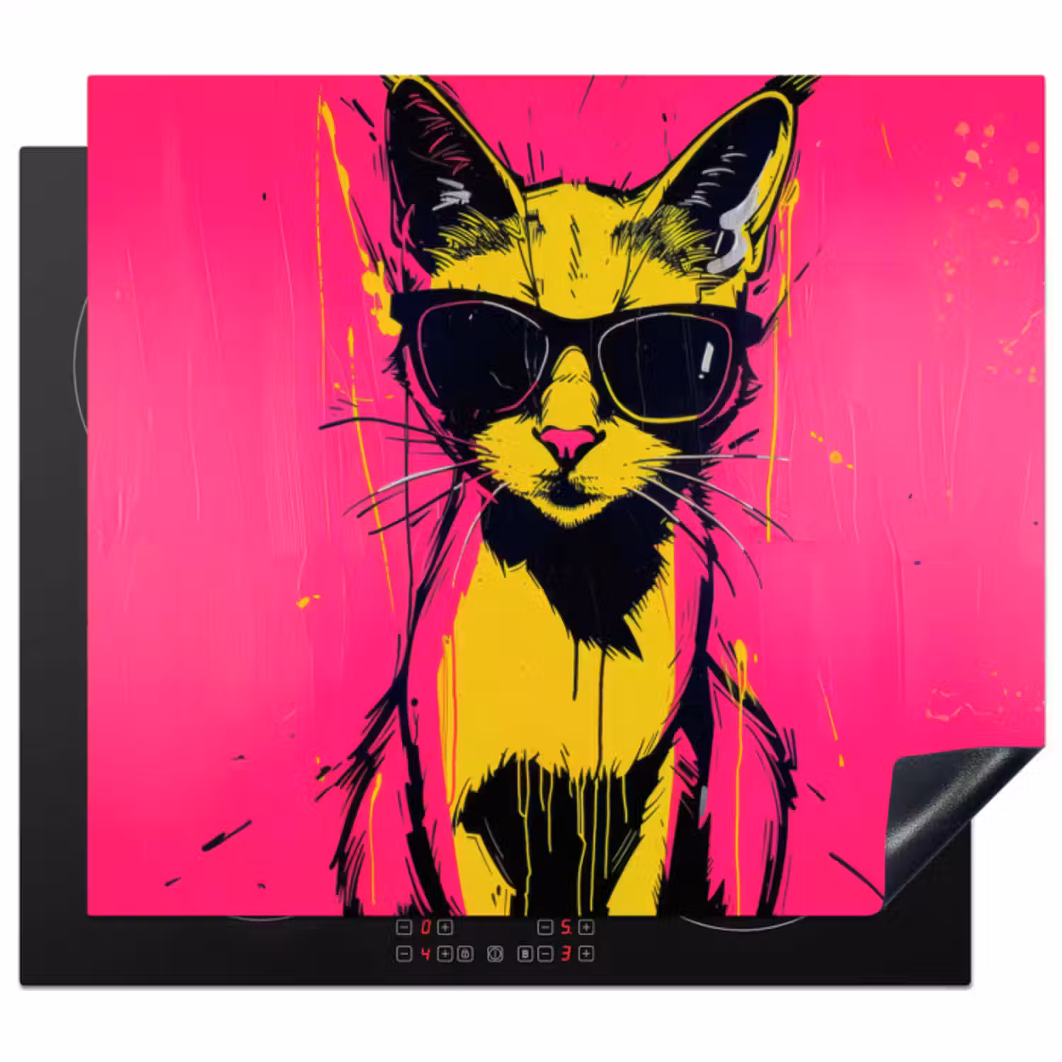 Inductie beschermer - Kat - Art - Zonnebril - Roze
