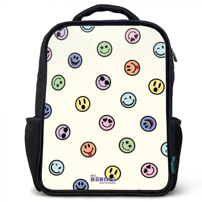 Speelse smiley-mix Rugzak - Zwart middel -3d