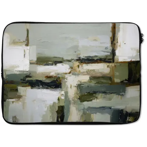 Penseelstreken - Groen - Abstract - Japandi laptophoes neopreen klein -zkaufland3dotto