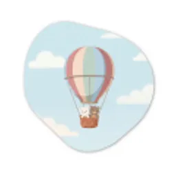 Luchtballon - Beren - Pastel Wandcirkel Organisch Aluminium middel -3d