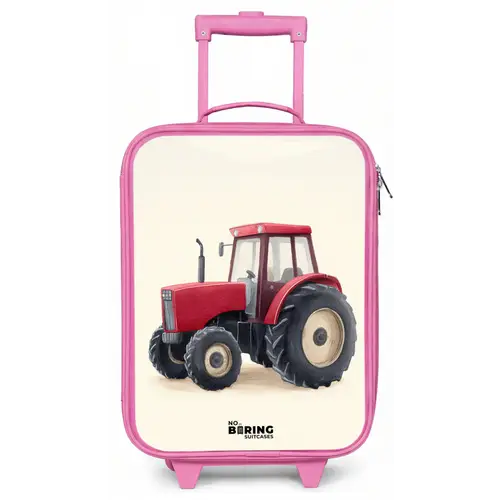 Tractor - Getekend - Rood Kinderkoffer - Roze klein -zz3dotto