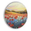 Klaproos - Bloemenveld - Kleurrijk Akoestische PET Vilt - Rond klein -3d