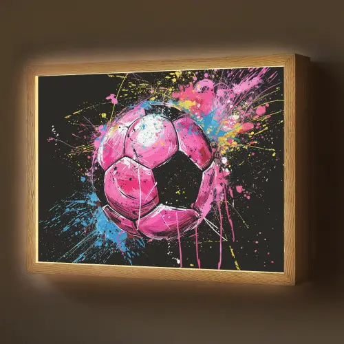 Graffiti - Sport - Voetbal - Bal - Roze Light Box met batterij (Wandlamp) middel -z3d_website