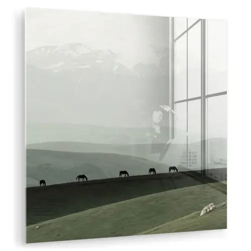 Grijs - Berg - Paarden plexiglas 5mm klein -zzzproduct_nieuw