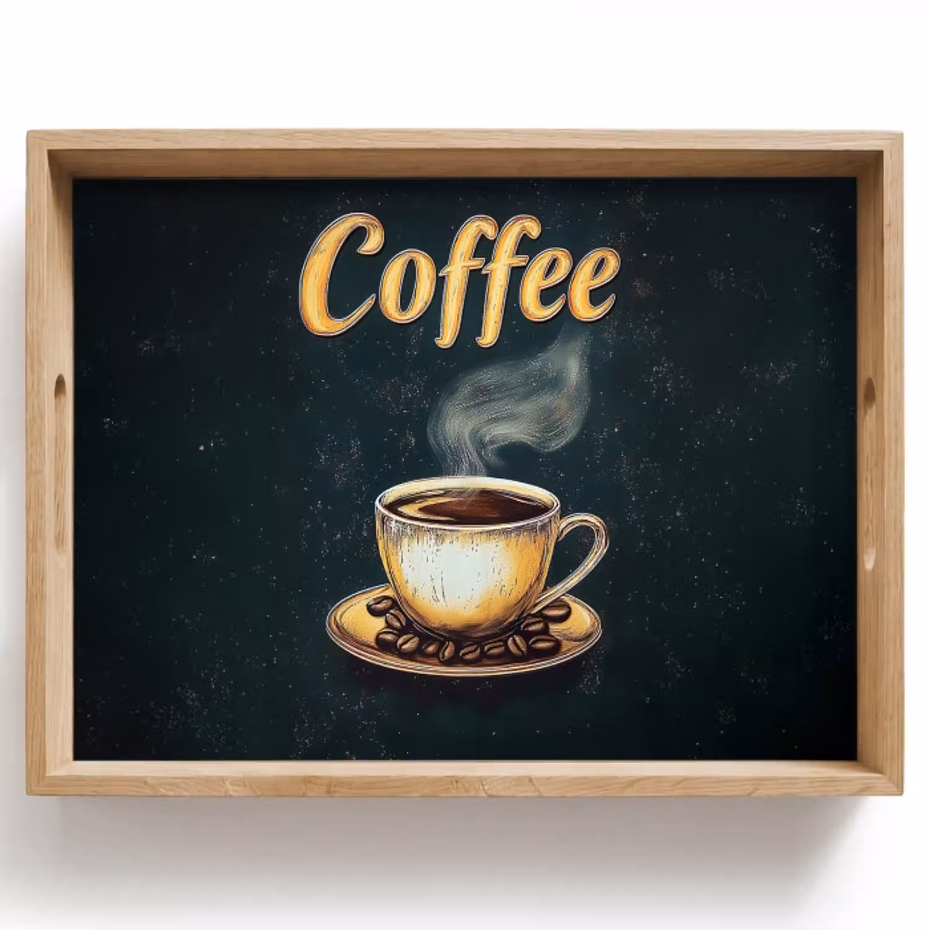 Koffie - Schotel - Koffiebonen - Retro Dienblad Rechthoek middel -z3d_shopping