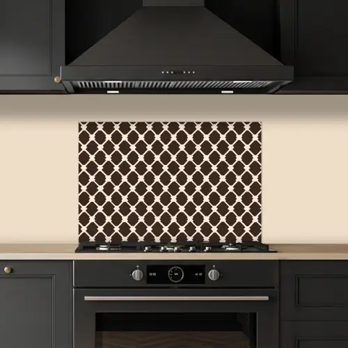 Bruin - Ruitpatroon - Geometrisch keuken achterwand spatscherm klein 900 -sfeer1