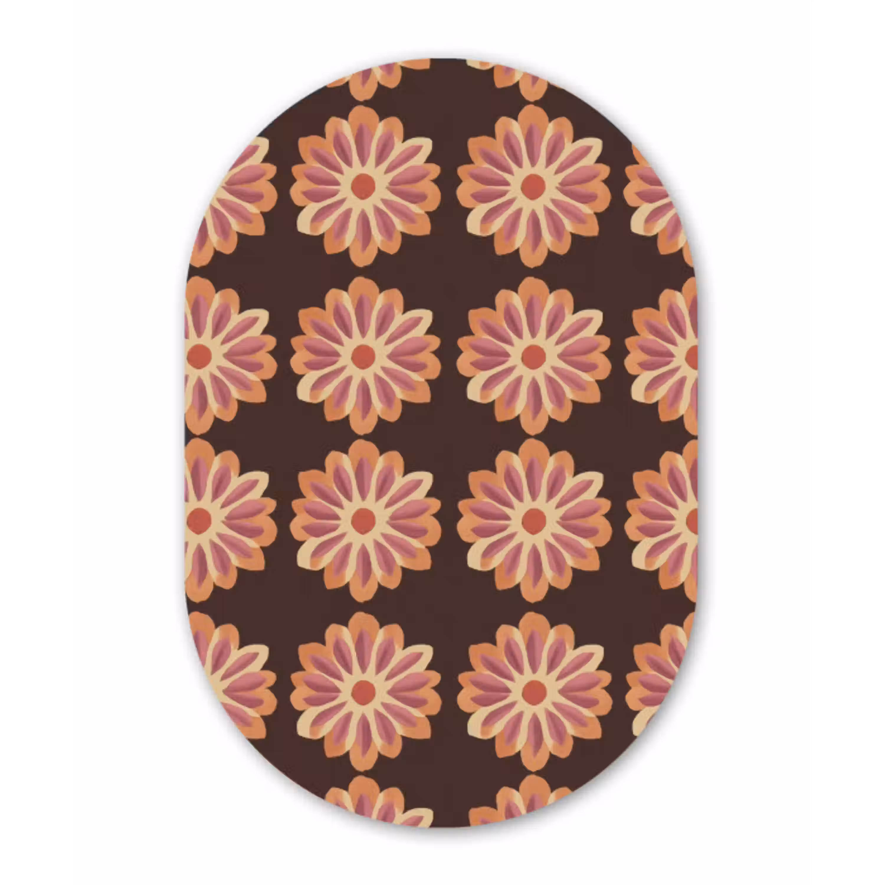 Bloemen - Patroon - Bruin Wandcirkel Ovaal Aluminium middel 839 -3d