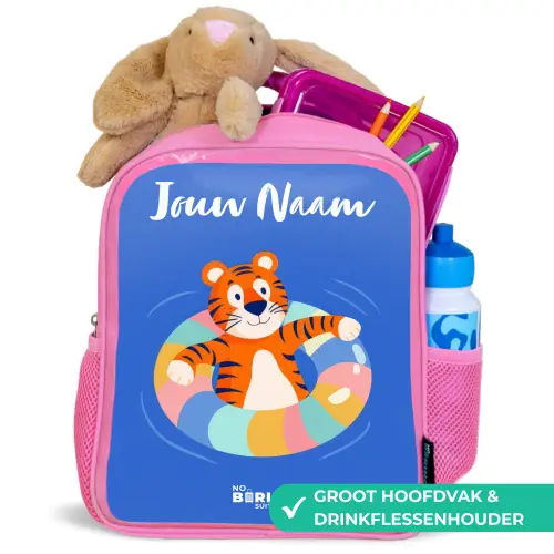 Tijger - Zwemband - Water Kinderrugzak - Roze middel -inhoud_NL