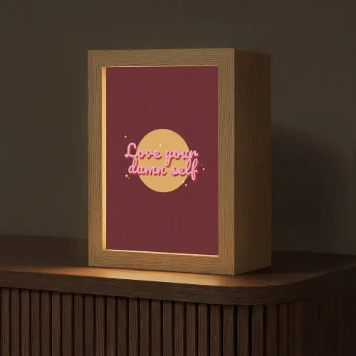 love your damn self - Cirkel - Glitter - Rood Light Box met kabel (Tafellamp) klein -z3d_website