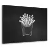 Friet - Witte krijttekening - Zwart Textielframe zwart klein -3d