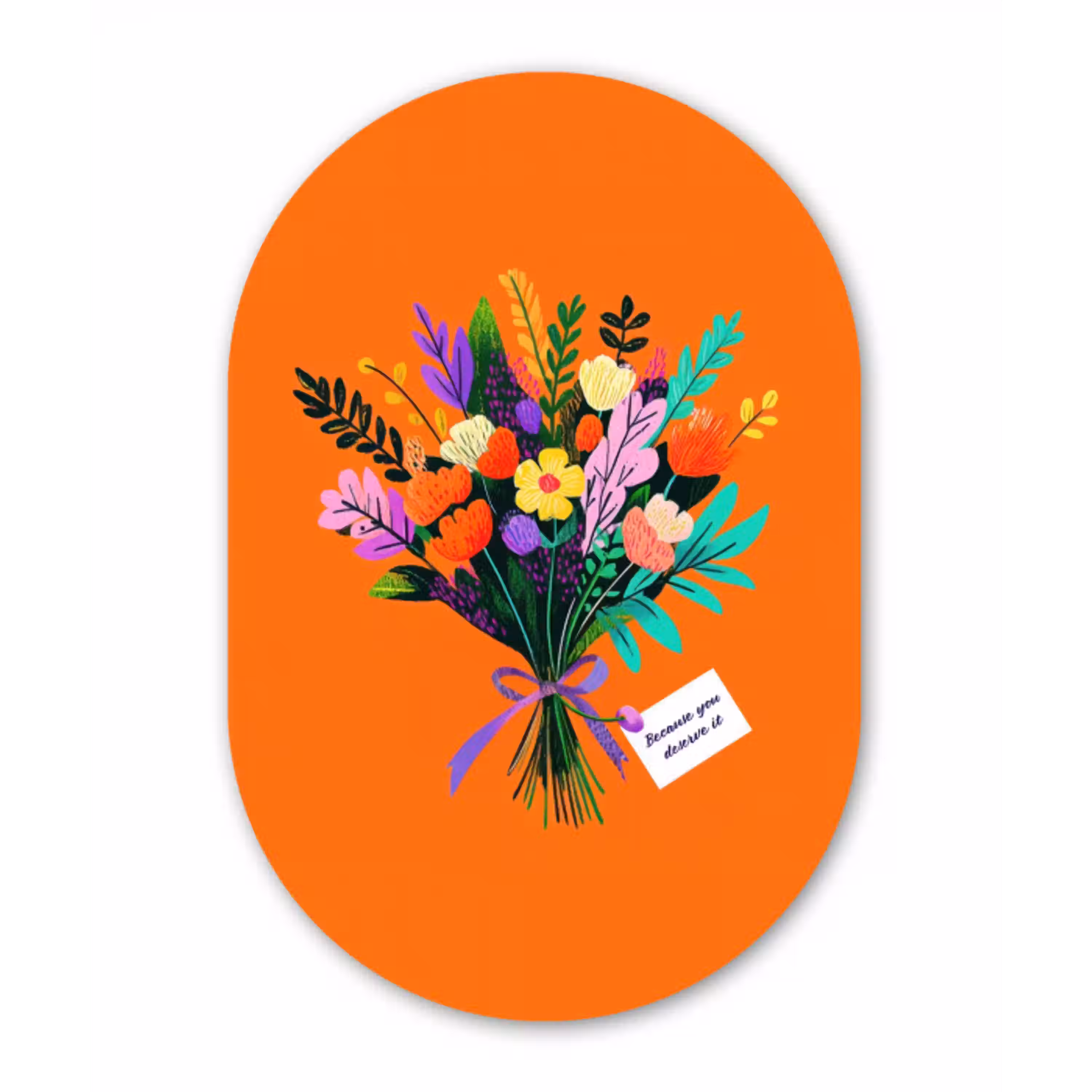 Kaartje - Boeket - Bloemen Wandcirkel Ovaal Forex klein -3d