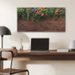 Bloemen - Muur - Groen - Oranje PET vilt middel -sfeer5