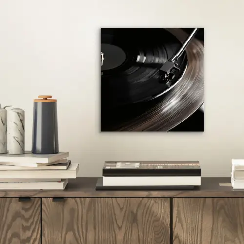 Close-up - Vinylplaat - Platenspeler - Zwart aluminium wit klein -sfeer1