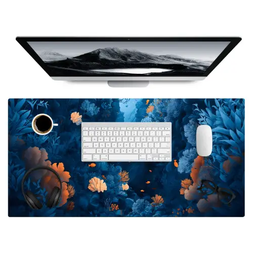 Koraalrif - Vissen - Oceaan - Blauw Muismat XXL klein -3d