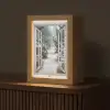 Bos - Winter - Bomen - Natuur - Pad - Doorkijk - Wit Light Box met kabel (Tafellamp) klein -z3d_website
