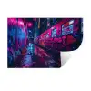 Stad - Neon -  Nacht - Roze - Graffiti Muursticker klein -3d