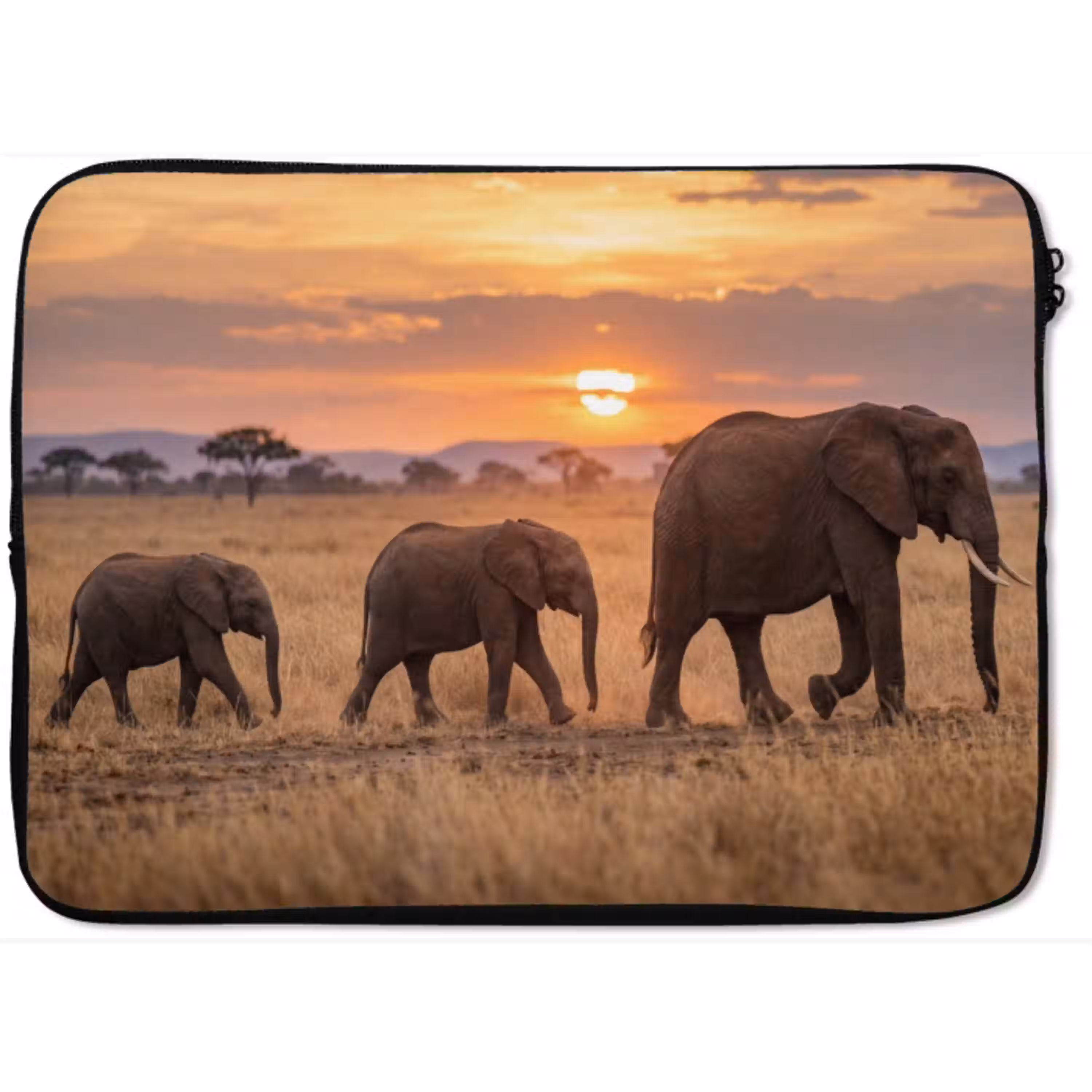 Olifanten - Savanne - Zonsondergang - Afrika - Warm laptophoes neopreen klein -zkaufland3dotto