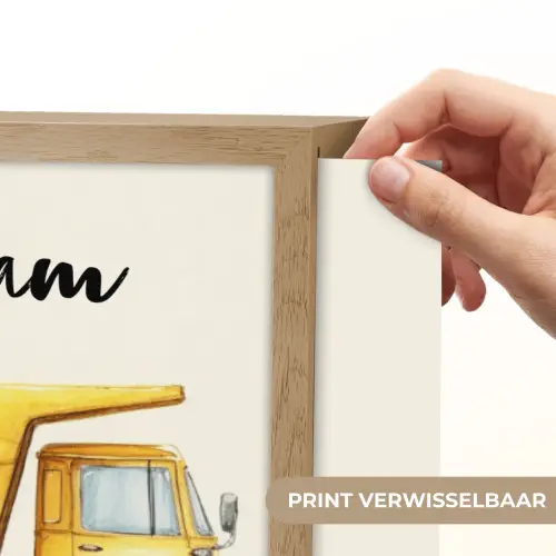 Kiepwagen - Getekend - Geel Light Box met batterij (Wandlamp kind) middel -USP_websiteprintNL