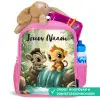 Zebra - Aapje - Waterval - Rotsen Kinderrugzak - Roze middel -inhoud_NL