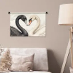 Zwanen - Hartvorm - Dieren Wandkleed katoen klein -sfeer4