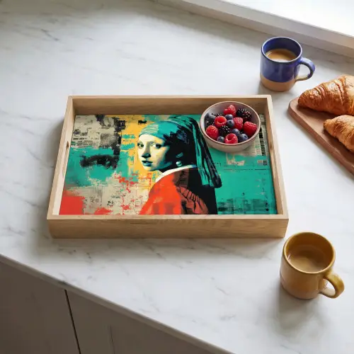 Klassiek - Pareloorbel - Streetartstijl - Kleurrijk Dienblad Rechthoek middel -sfeer2