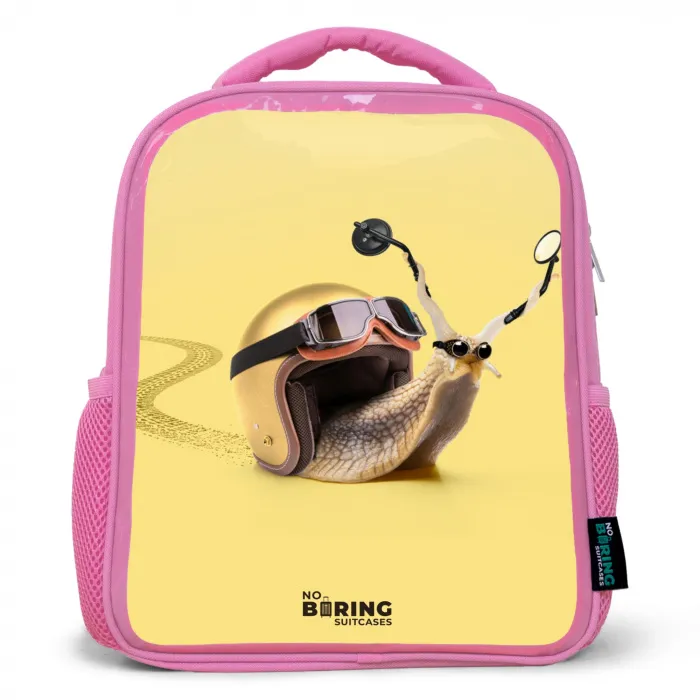 Escar-Go - Geel Kinderrugzak - Roze middel -3d