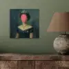 Kroon - Roze druipend verf - Portret aluminium wit klein -sfeer2