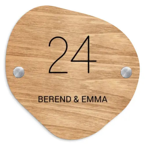 Licht hout - Klassiek Naambord Organisch middel -3d