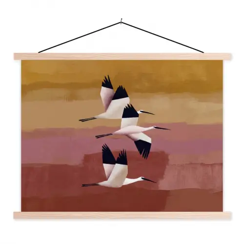 Vogels - Snavel - Abstract textielposter latten blank klein -3d