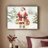 Kerstman- Winter - Sneeuw - Wit - Rood Textielframe zwart klein -sfeer1
