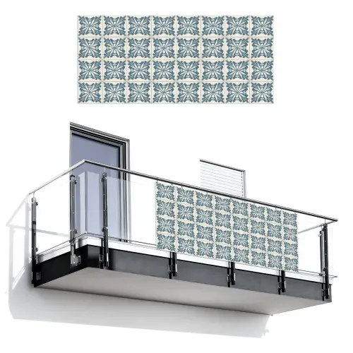 Dessin - Tegel - Blauw Balkonbeschermer Duitsland klein 596 -3d