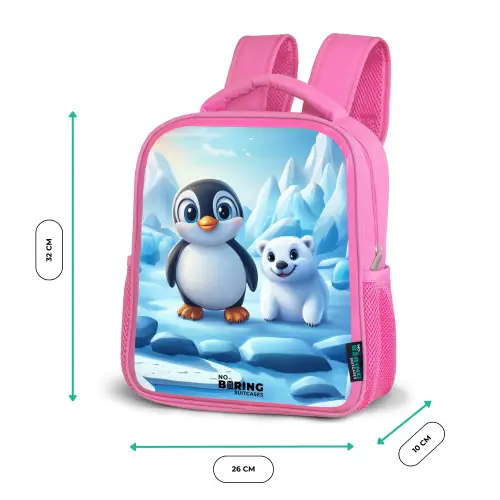 Pinguïn en ijsbeertje op ijsschotsen Kinderrugzak - Roze middel -productfoto_formaten