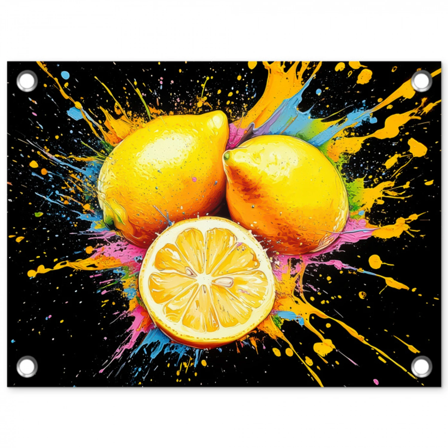 Citroen - Graffiti - Kleurrijk - Verf - Modern tuinposter los doek klein -3d