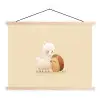 Alpaca - Egel - Bruin - Knuffelen textielposter latten blank klein -3d