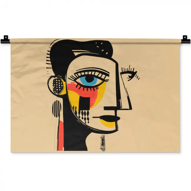 Geometrisch - Felle kleuren - Kubistische stijl Wandkleed katoen klein -zz3d